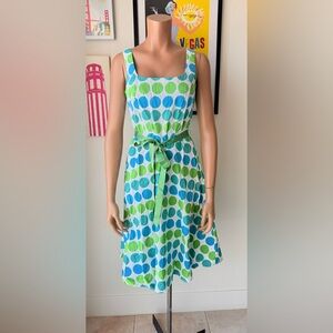NWT Sweet Vibrant Polka Dot Midi Dress - Blue and Green